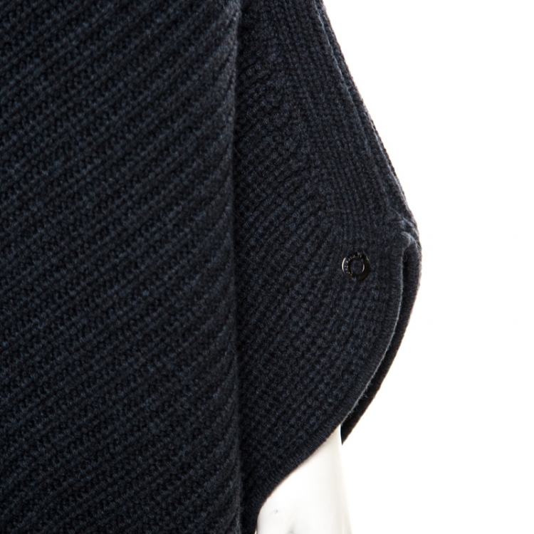 Pre Owned Loro Piana Grey Baby Cashmere Chunky Knit Poncho ( One Size )