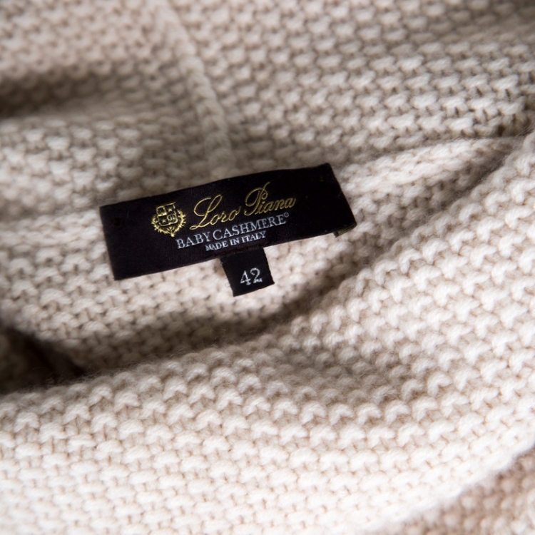 Pre Owned Loro Piana Cream Baby Cashmere Chunky Knit Sweater M