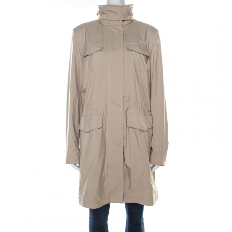 Pre Owned Loro Piana Storm System Beige Elasticized Waist Hooded Jacket M