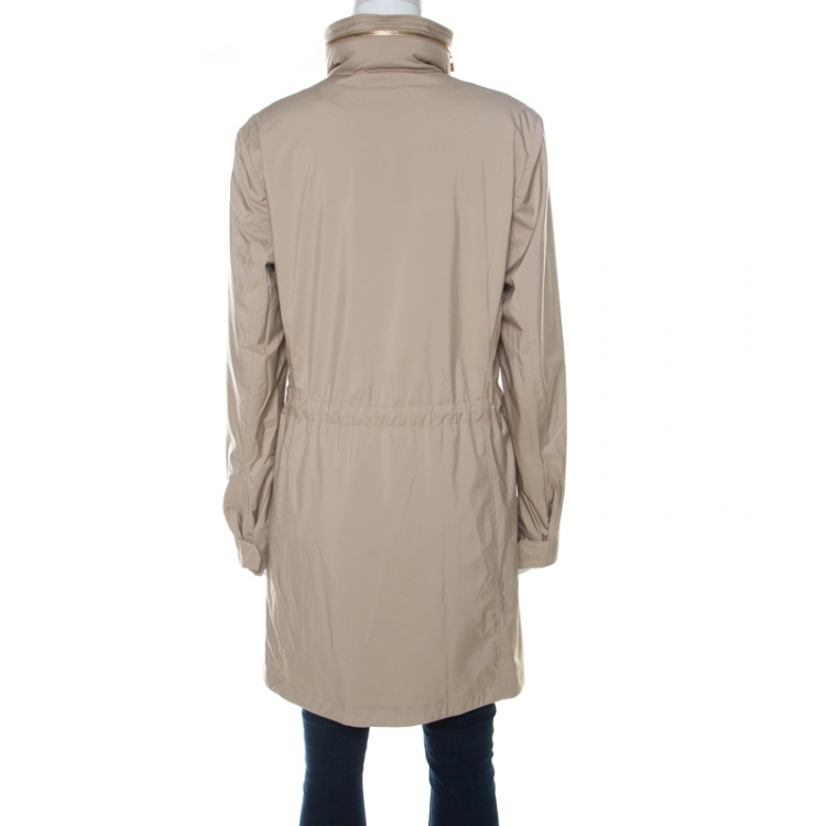 Pre Owned Loro Piana Storm System Beige Elasticized Waist Hooded Jacket M