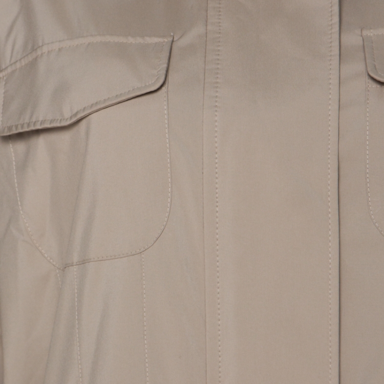 Pre Owned Loro Piana Storm System Beige Elasticized Waist Hooded Jacket M