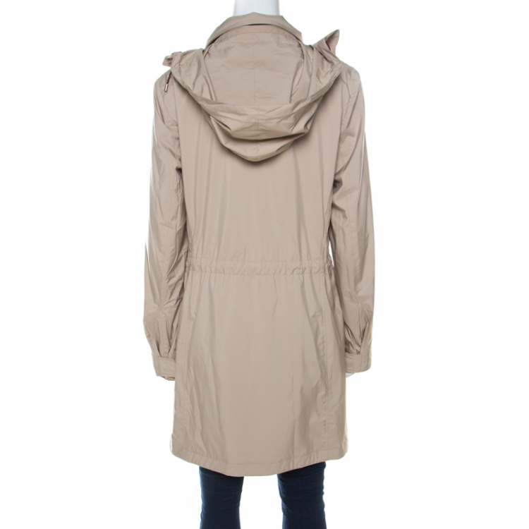 Pre Owned Loro Piana Storm System Beige Elasticized Waist Hooded Jacket M