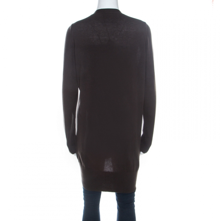 Pre Owned Loro Piana Brown Cashmere Button Front Long Cardigan M
