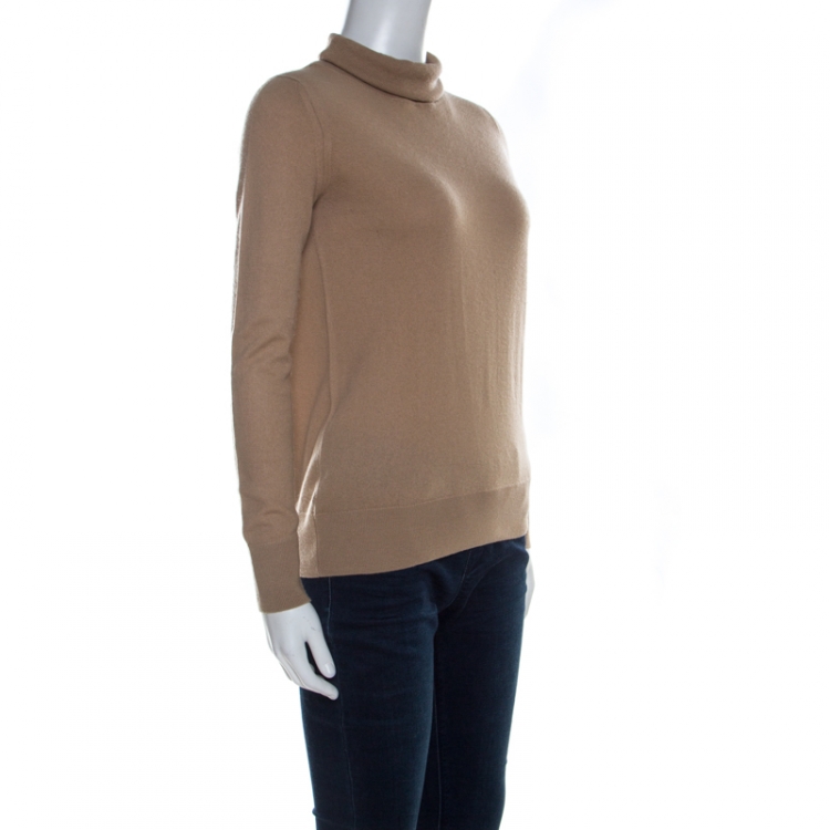 Pre Owned Loro Piana Tan Brown Cashmere Turtleneck Long Sleeve Sweater M