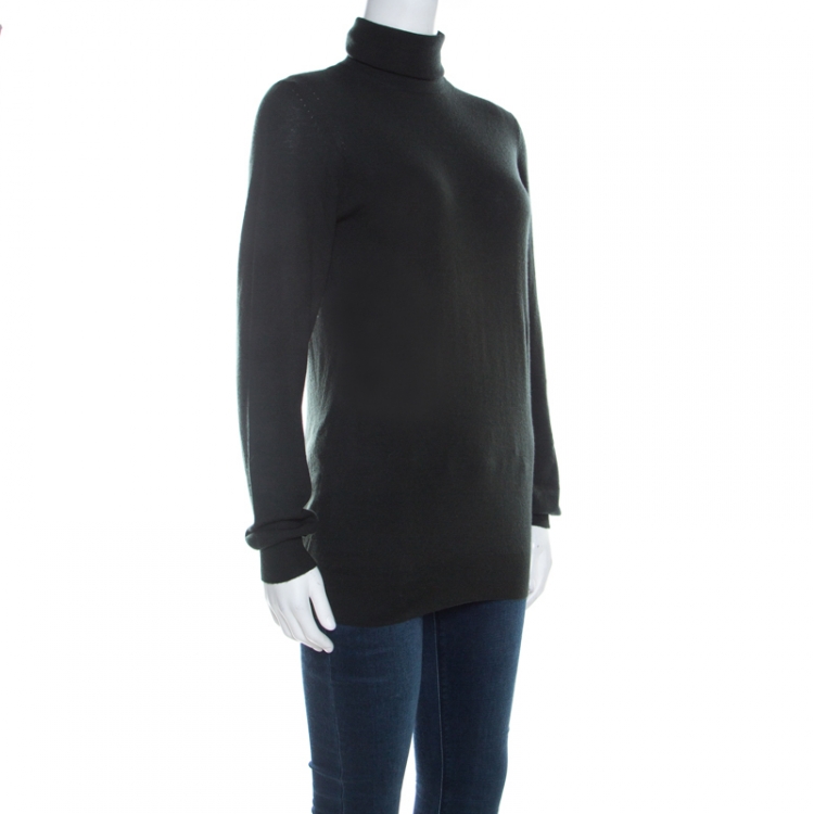Pre Owned Loro Piana Dark Green Cashmere Turtleneck Sweater M