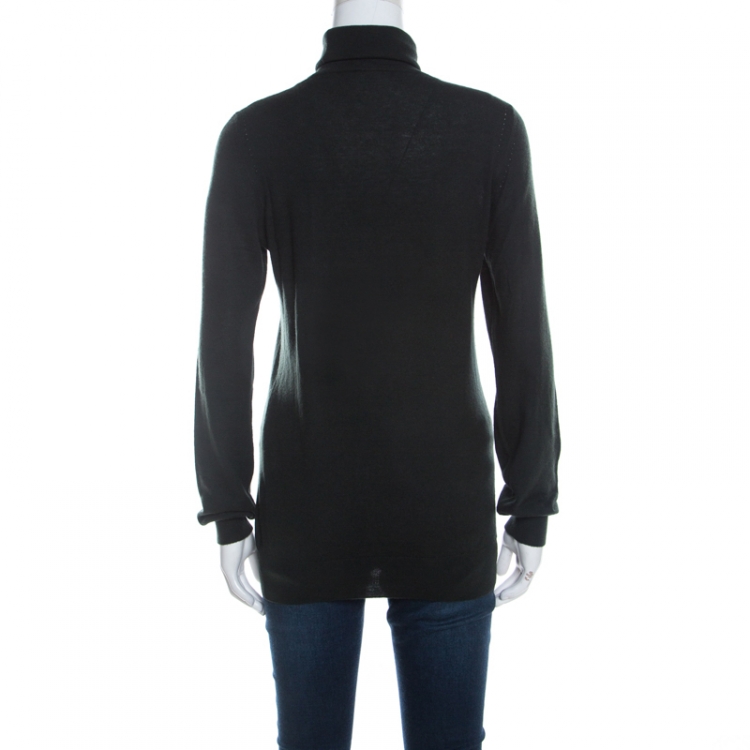 Pre Owned Loro Piana Dark Green Cashmere Turtleneck Sweater M
