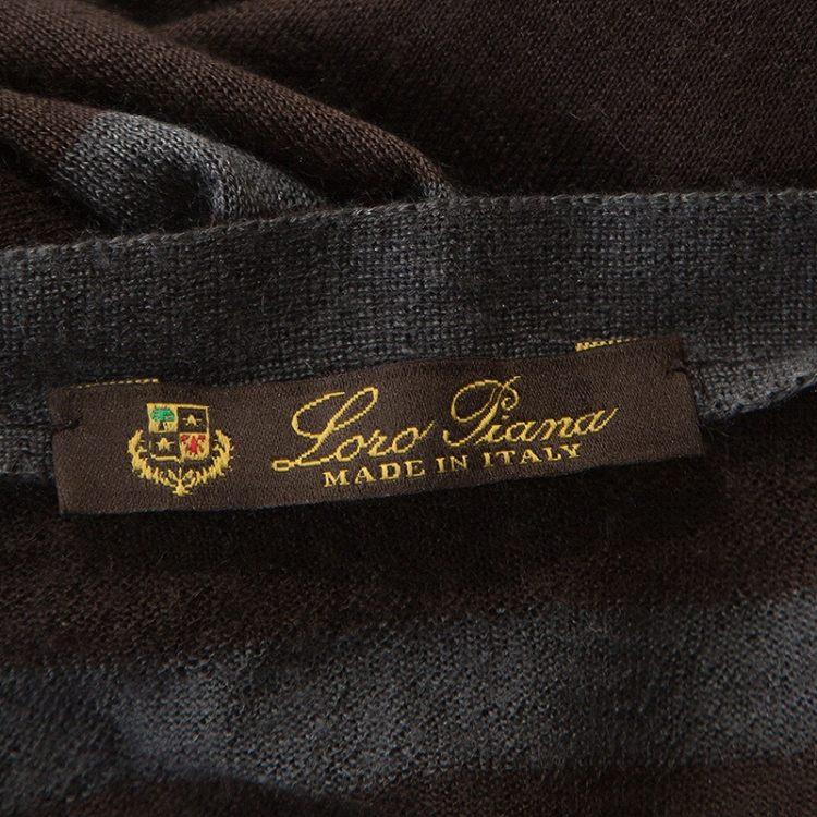 Pre Owned Loro Piana Brown Striped Cashmere Button Front Cardigan M