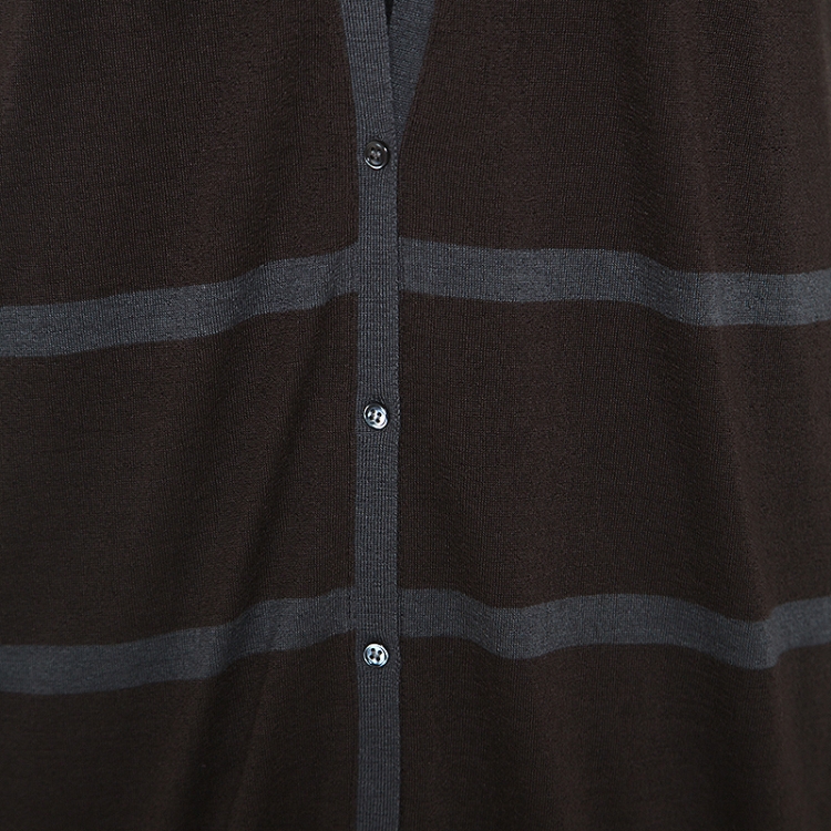 Pre Owned Loro Piana Brown Striped Cashmere Button Front Cardigan M
