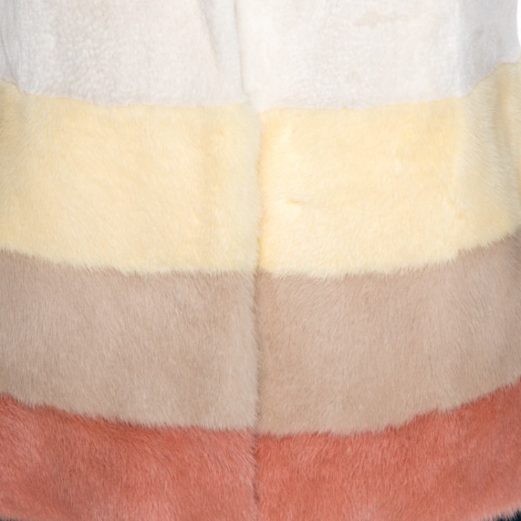 Pre Owned Loro Piana Cream Mink Fur Sleeveless Jacket M