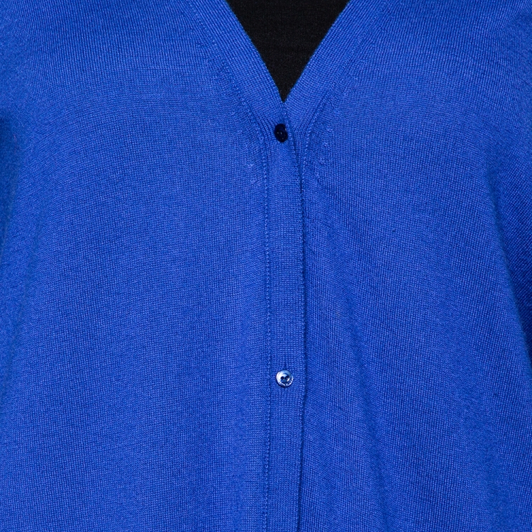 Pre Owned Loro Piana Blue Cashmere Button Front Cardigan L