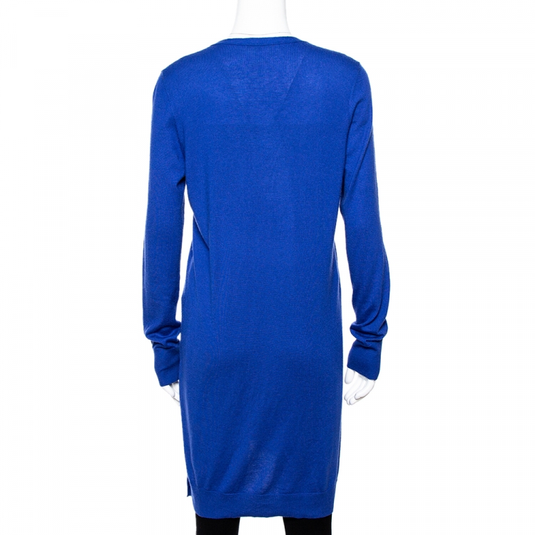 Pre Owned Loro Piana Blue Cashmere Button Front Cardigan L
