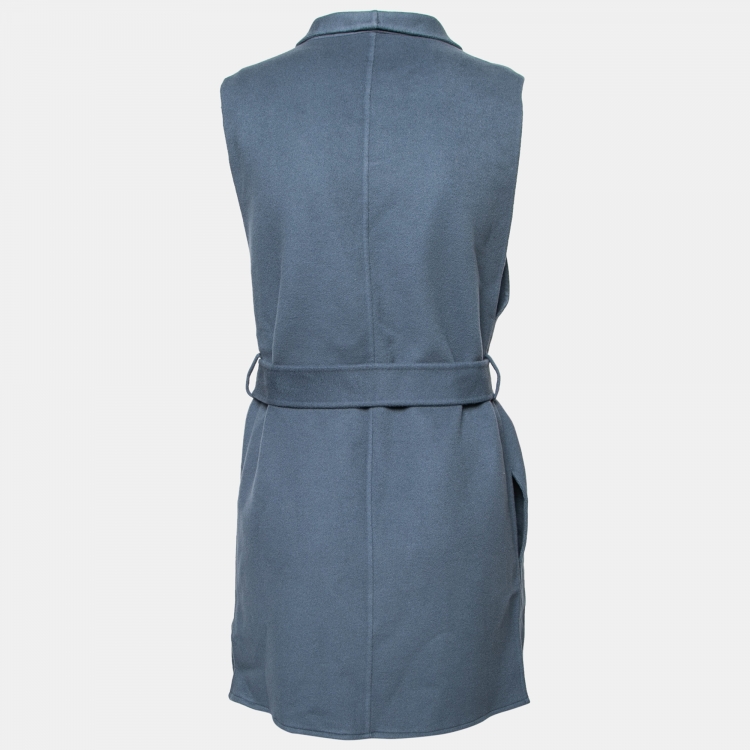 Pre Owned Loro Piana Dusty Blue Cashmere Belted Sleeveless Vest M