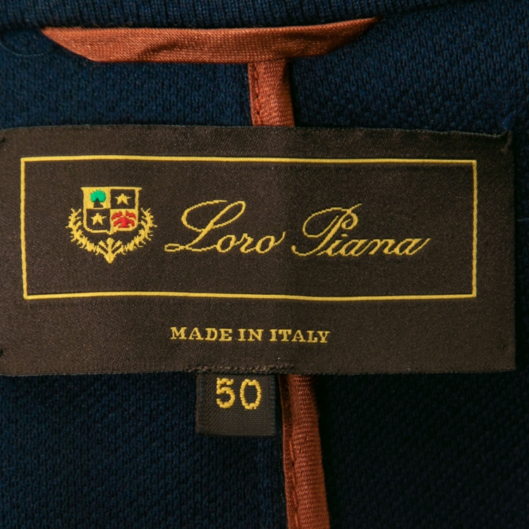 Pre Owned Loro Piana Navy Blue Cotton Pique Single-Breasted Blazer XL