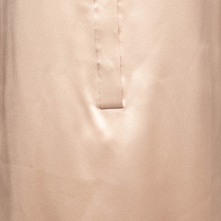 Pre Owned Loro Piana Champagne Pink Silk Round Collar Blouse M