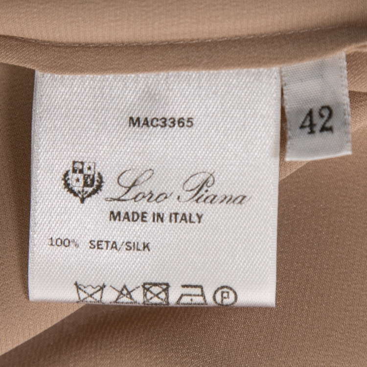 Pre Owned Loro Piana Champagne Pink Silk Round Collar Blouse M