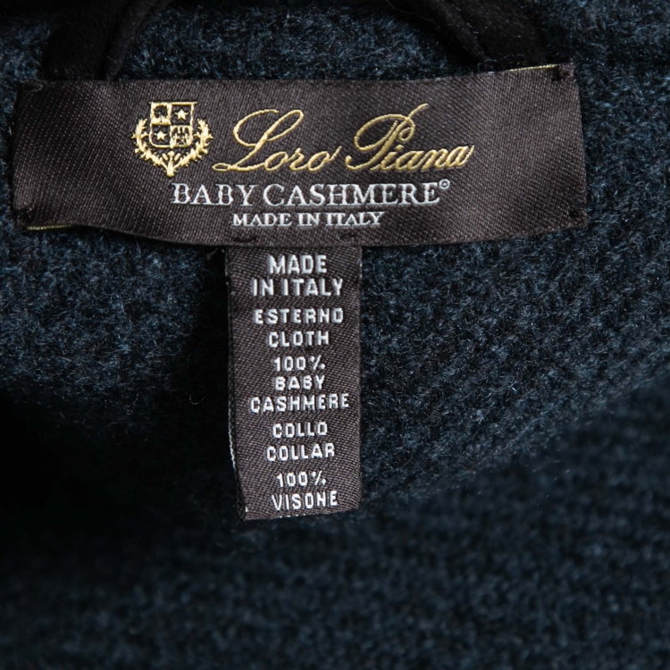 Pre Owned Loro Piana Blue Baby Cashmere Fur Trimmed Cape Coat One Size