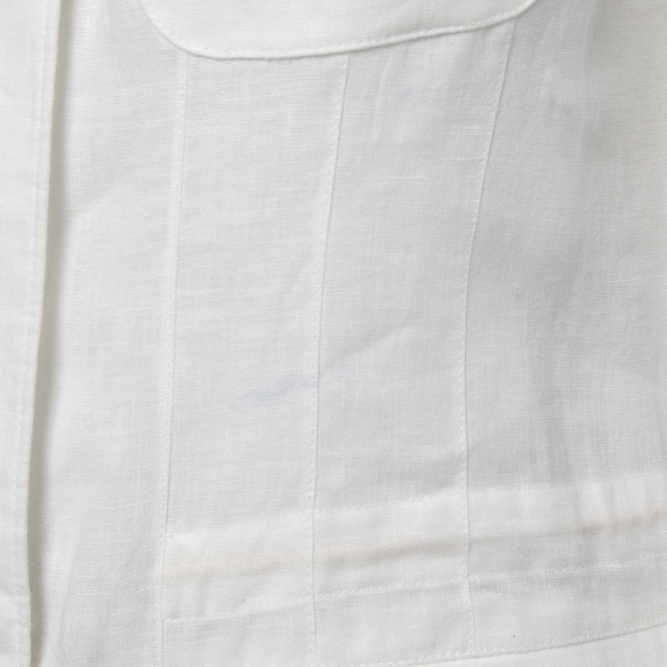 Pre Owned Loro Piana White Linen Traveller Zip-Up Jacket S