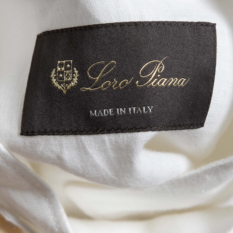 Pre Owned Loro Piana White Linen Traveller Zip-Up Jacket S