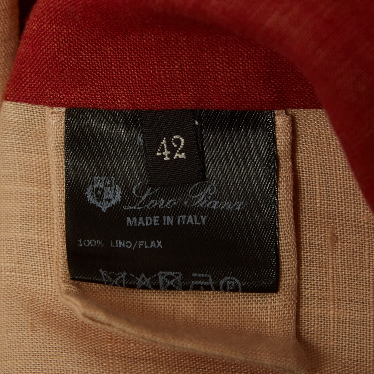 Pre Owned Loro Piana Beige Colorblock Linen Long Kimono M