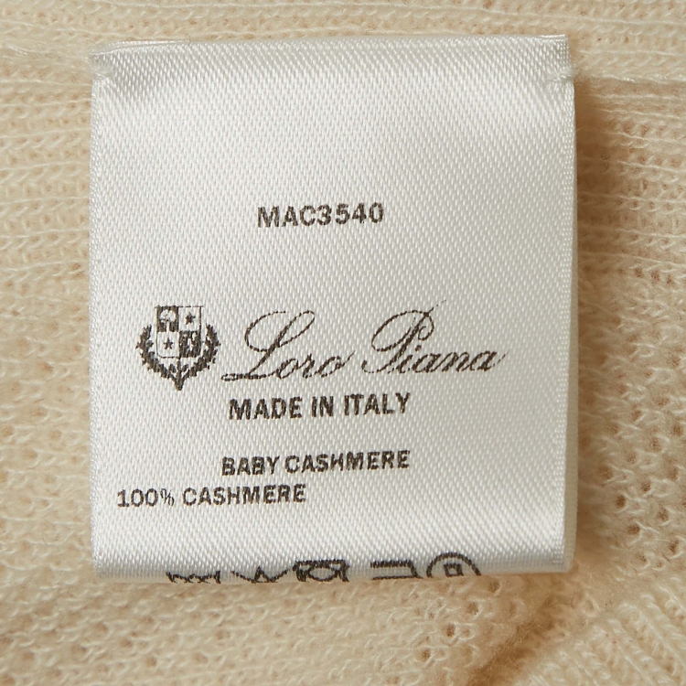 Pre Owned Loro Piana Cream Cashmere Knit Crew Neck Sweater S