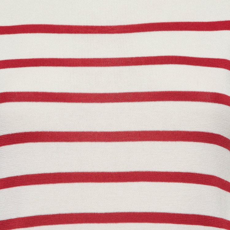 Pre Owned Loro Piana White Striped Knit Round Neck Vest S