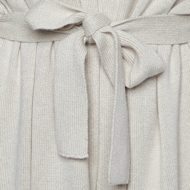 Pre Owned Loro Piana Beige Cashmere Knit Belted Long Cardigan M