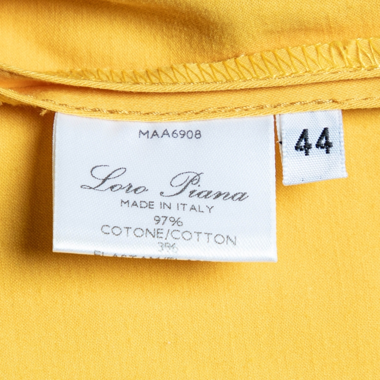 Pre Owned Loro Piana Yellow Cotton Belted Coat Dress M