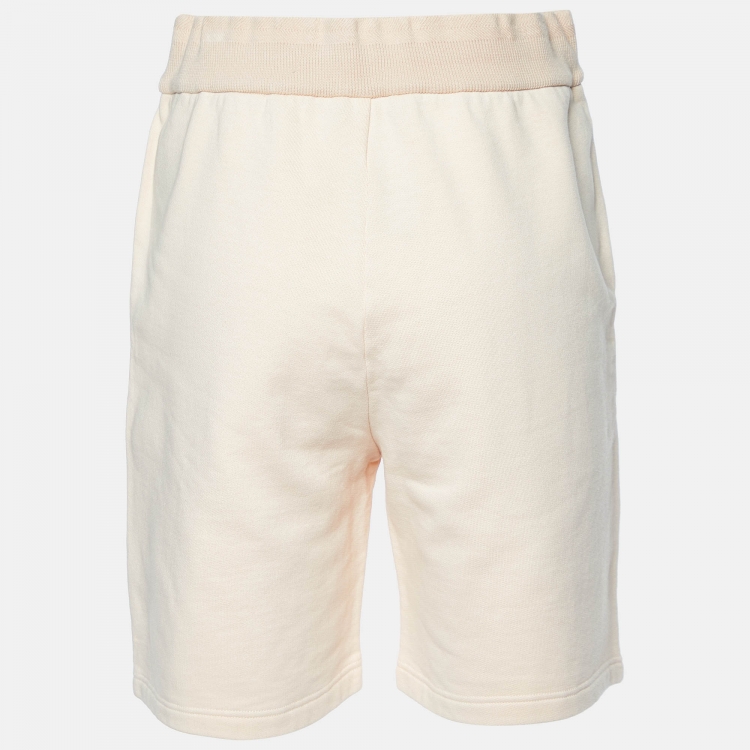 Pre Owned Loro Piana Peach Logo Print Cotton Shorts XS
