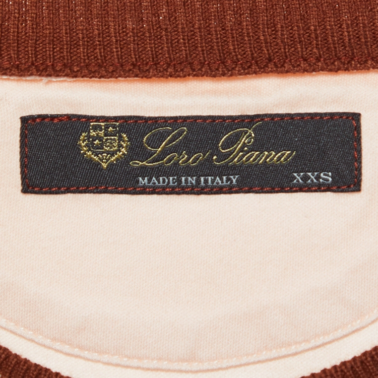 Pre Owned Loro Piana Peach Logo Print Cotton Crew Neck T-Shirt XXS 
