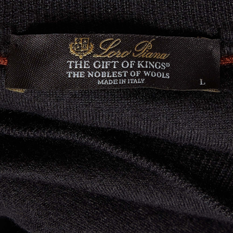 Pre Owned Loro Piana Dark Grey Wool The Gift of Kings Sweater L
