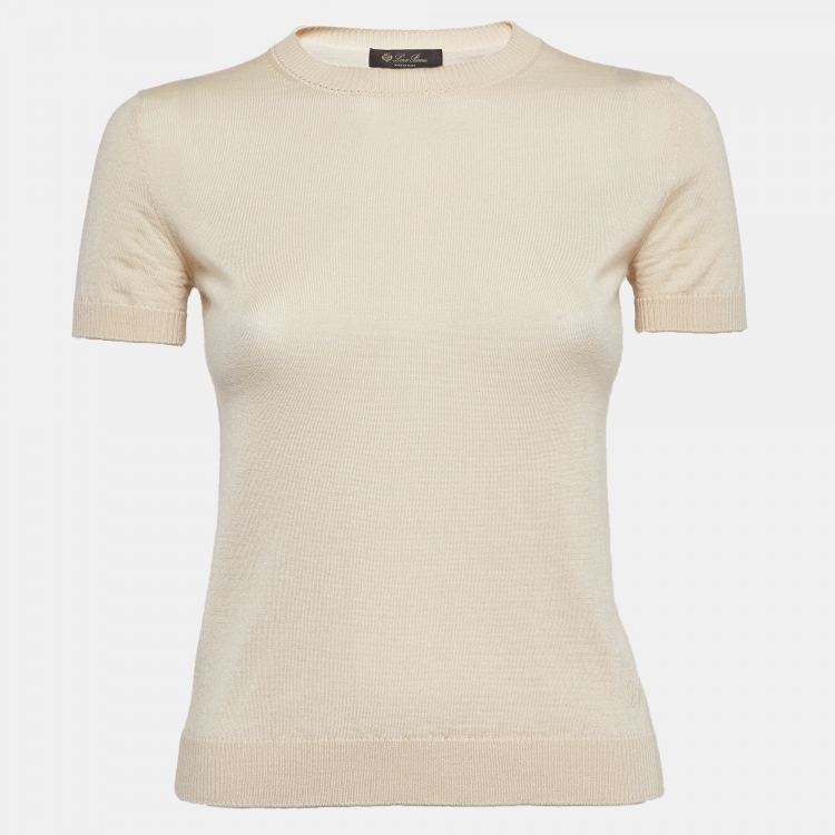 Pre Owned Loro Piana Beige Cashmere Knit Top S