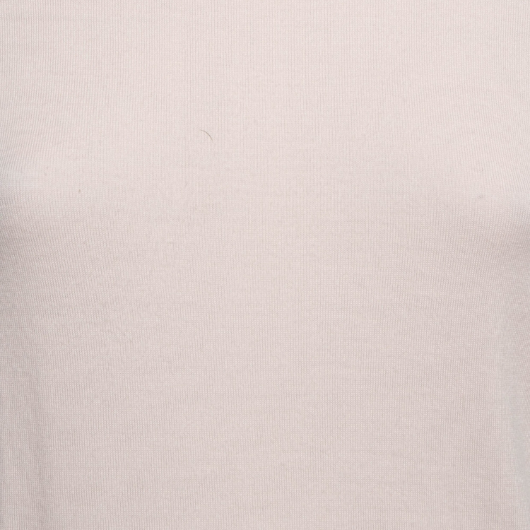 Pre Owned Loro Piana Pink Wool Knit Short Sleeve Sweatshirt S