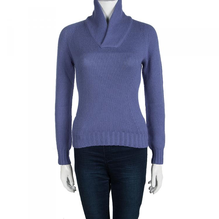 Pre Owned Loro Piana Blue Cashmere Long Sleeve Sweater M