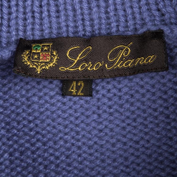 Pre Owned Loro Piana Blue Cashmere Long Sleeve Sweater M