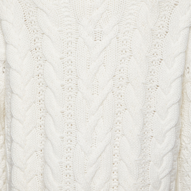 Pre Owned Loro Piana Off White Cashmere Cable Knit Sweater M