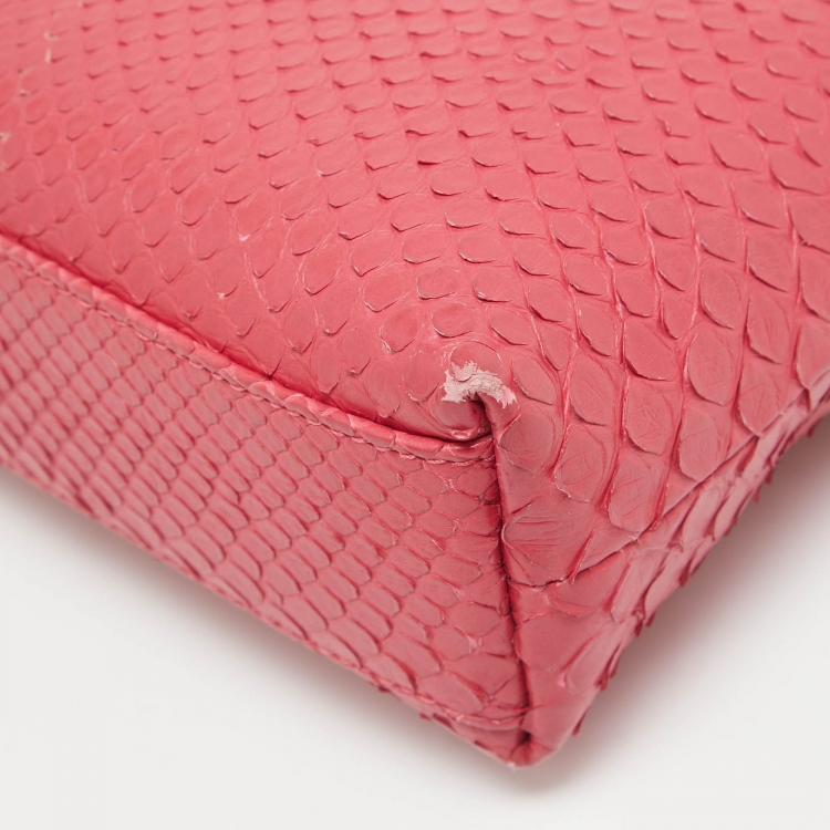 Pre Owned Loro Piana Pink Python Zip L19 Pouch