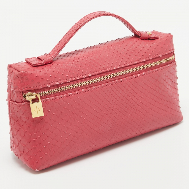 Pre Owned Loro Piana Pink Python Zip L19 Pouch