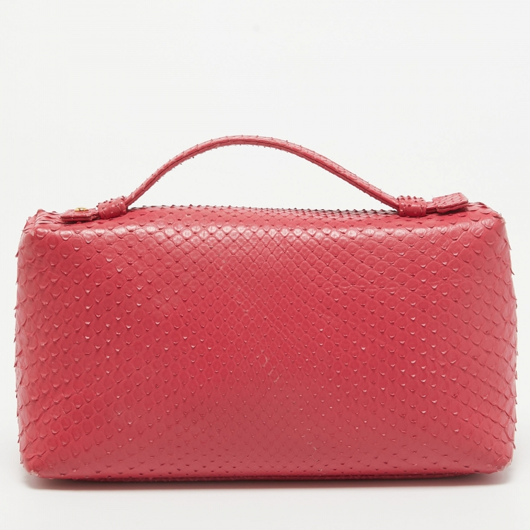 Pre Owned Loro Piana Pink Python Zip L19 Pouch