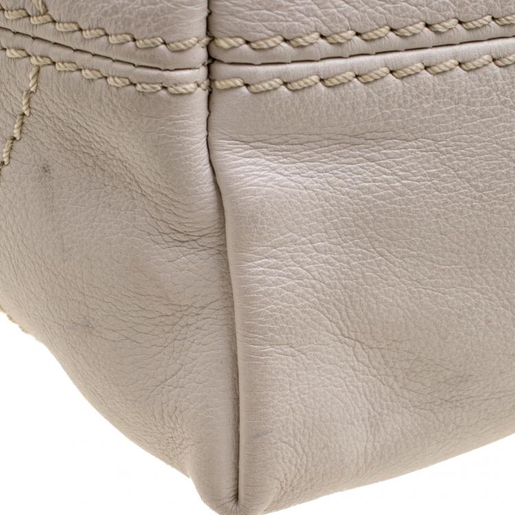 Pre Owned Loro Piana Beige Leather Shoulder Bag