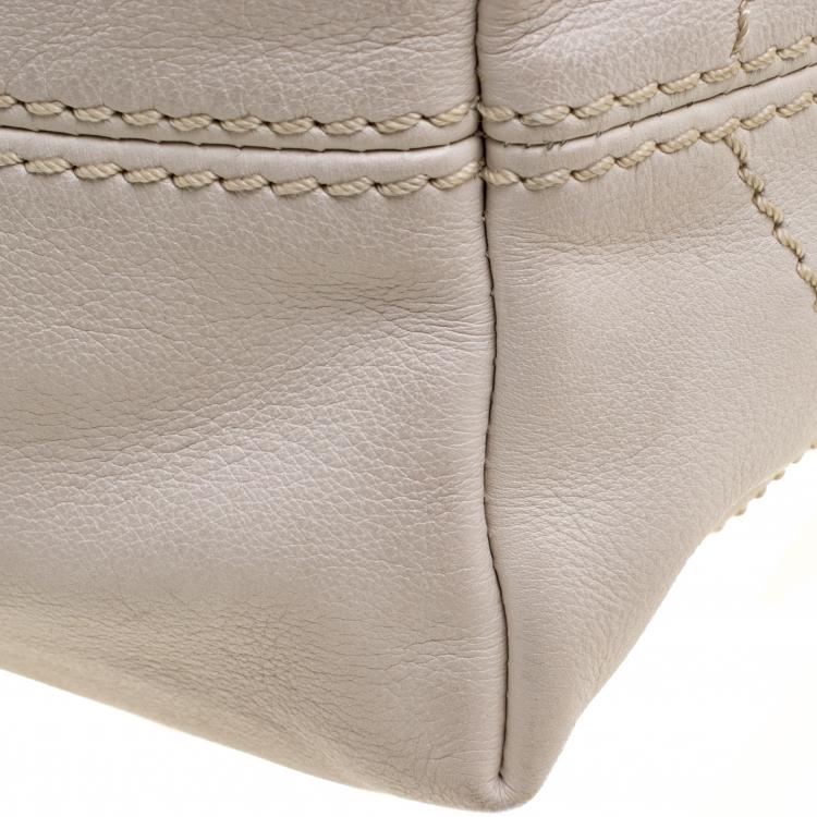 Pre Owned Loro Piana Beige Leather Shoulder Bag