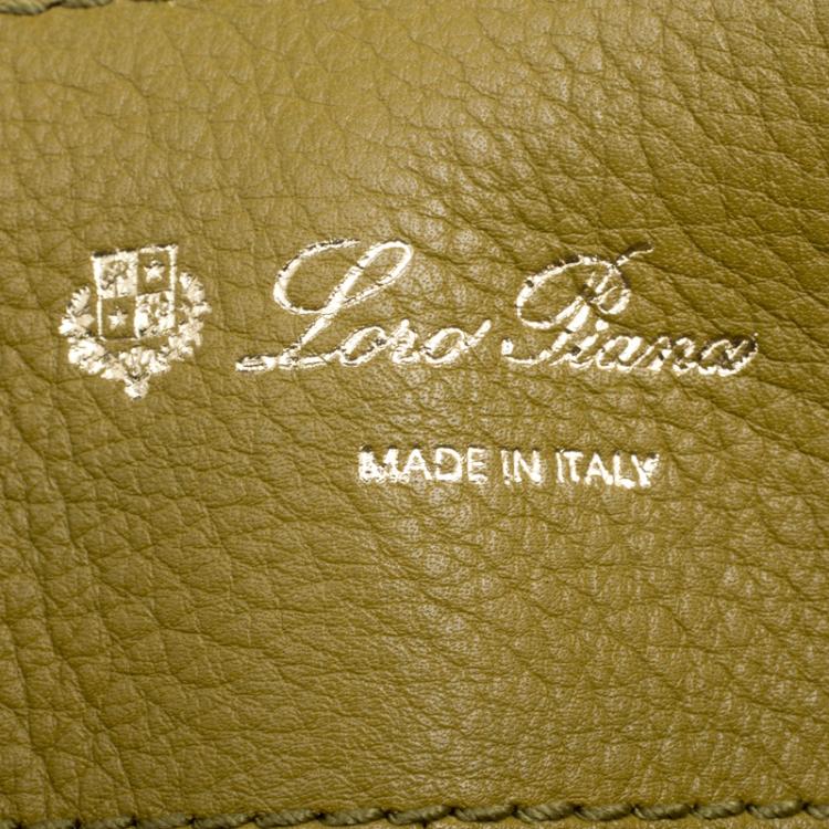 Pre Owned Loro Piana Yellow Green Pebbled Leather Tote