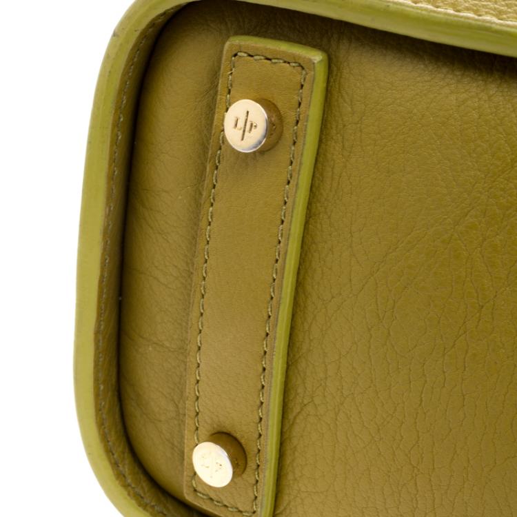 Pre Owned Loro Piana Yellow Green Pebbled Leather Tote