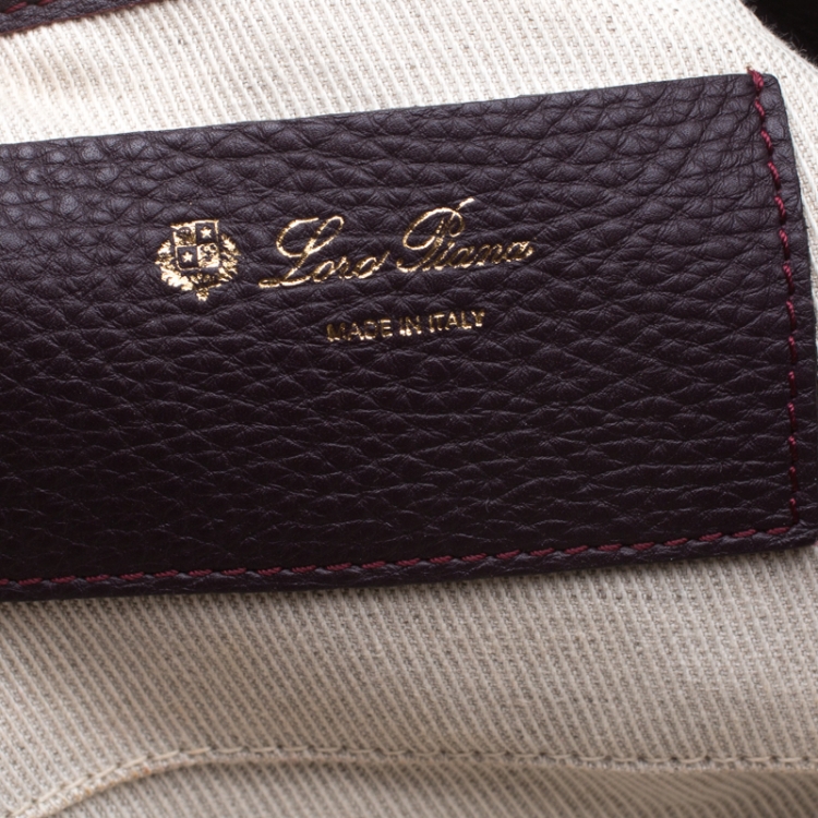 Pre Owned Loro Piana Dark Purple Leather Tote