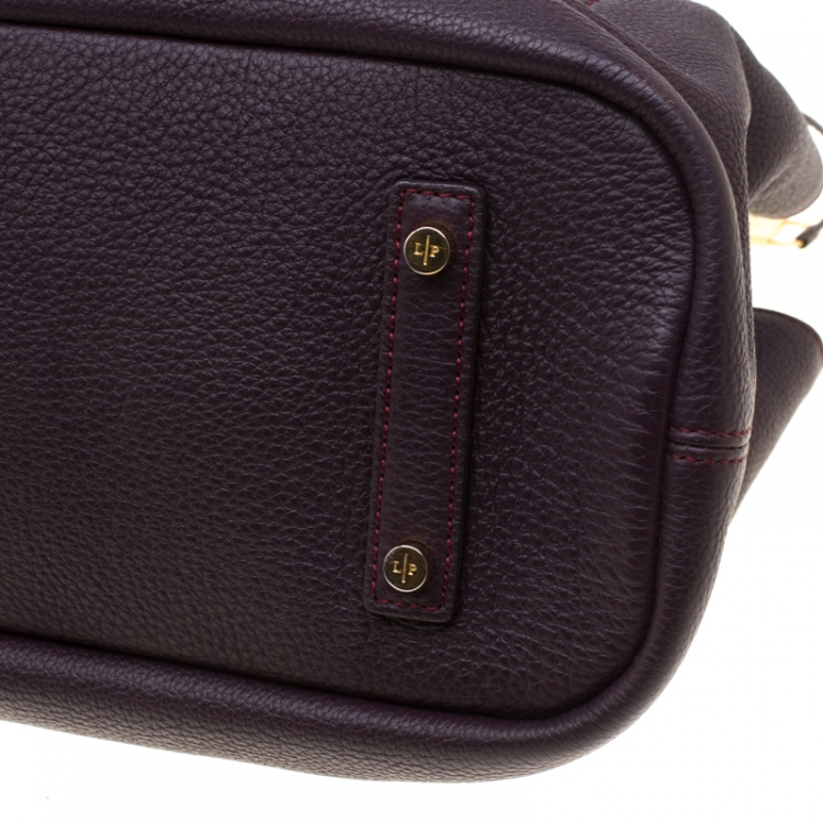 Pre Owned Loro Piana Dark Purple Leather Tote