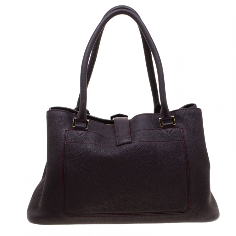 Pre Owned Loro Piana Dark Purple Leather Tote