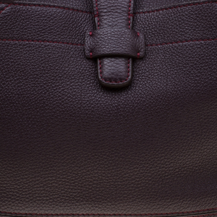Pre Owned Loro Piana Dark Purple Leather Tote