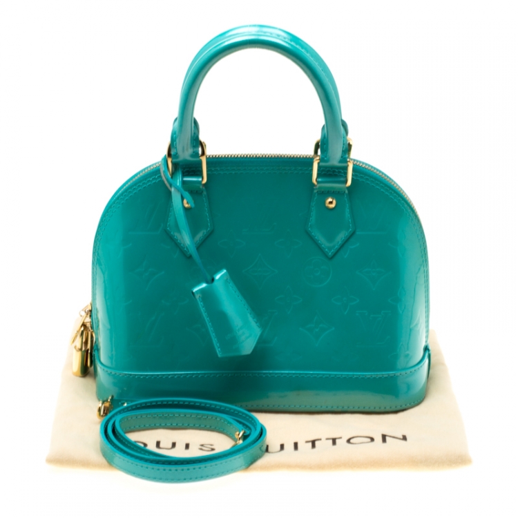 Pre Owned Louis Vuitton Bleu Lagon Monogram Vernis Alma BB Bag