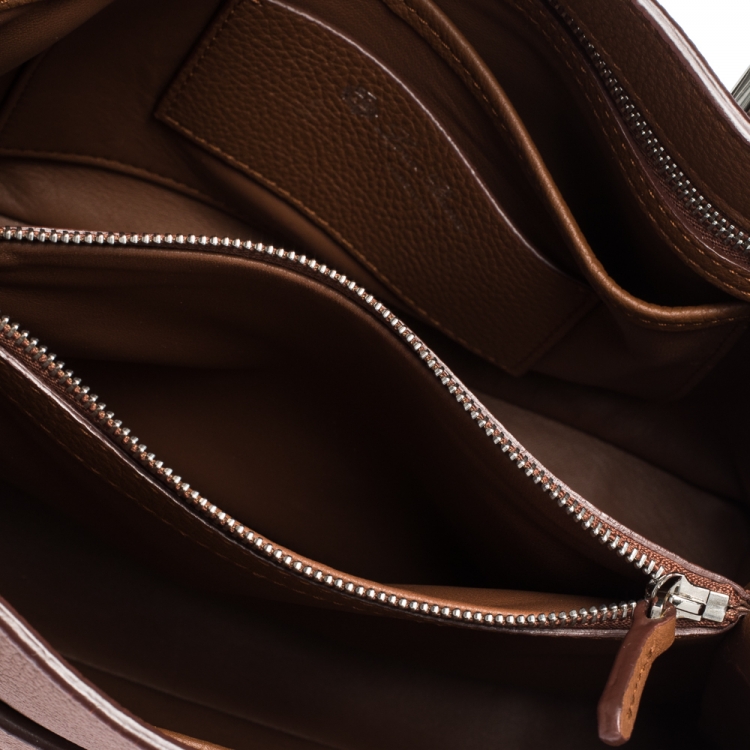 Pre Owned Loro Piana Brown Leather Bellevue Odessa Tote
