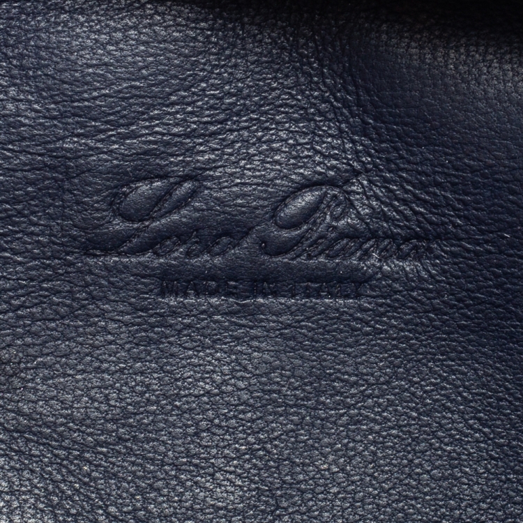Pre Owned Loro Piana Navy Blue Ostrich Zip L19 Pouch