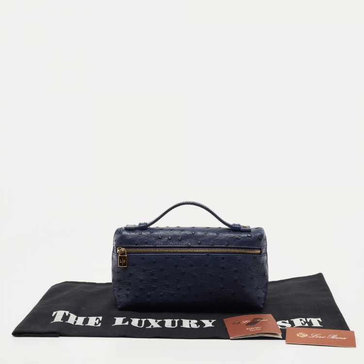 Pre Owned Loro Piana Blue Ostrich L19 Pouch